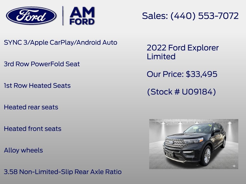 Certified 2022 Ford Explorer Limited w/ Equipment Group 301A AWD/4WD image 32