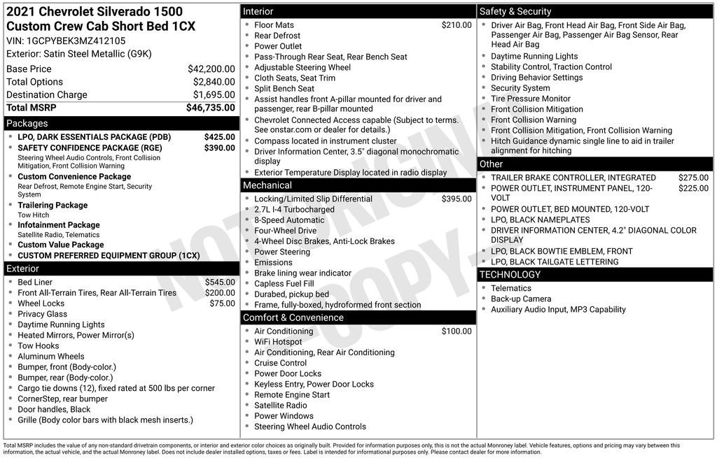 Used 2021 Chevrolet Silverado 1500 Custom w/ LPO, Dark Essentials Package image 10