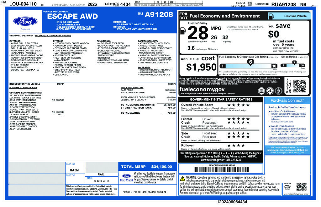 Certified 2024 Ford Escape ST-Line w/ Tech Pack #1 AWD/4WD image 4