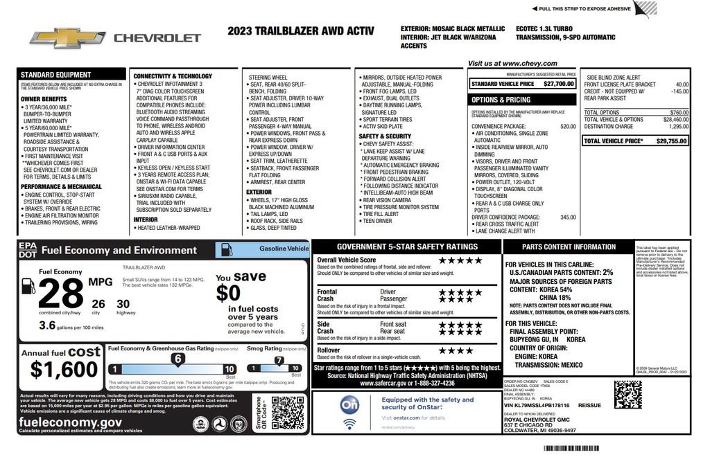 Used 2023 Chevrolet TrailBlazer ACTIV w/ Convenience Package AWD/4WD image 5
