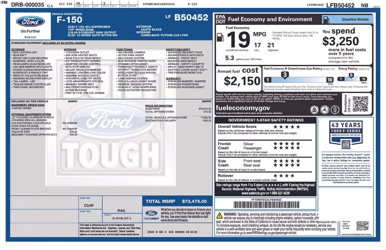 Certified 2020 Ford F150 Limited AWD/4WD image 37