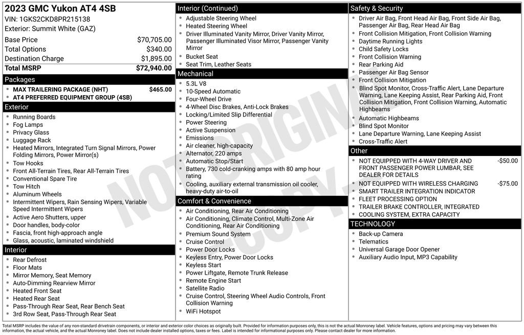 Used 2023 GMC Yukon AT4 w/ Max Trailering Package AWD/4WD image 36