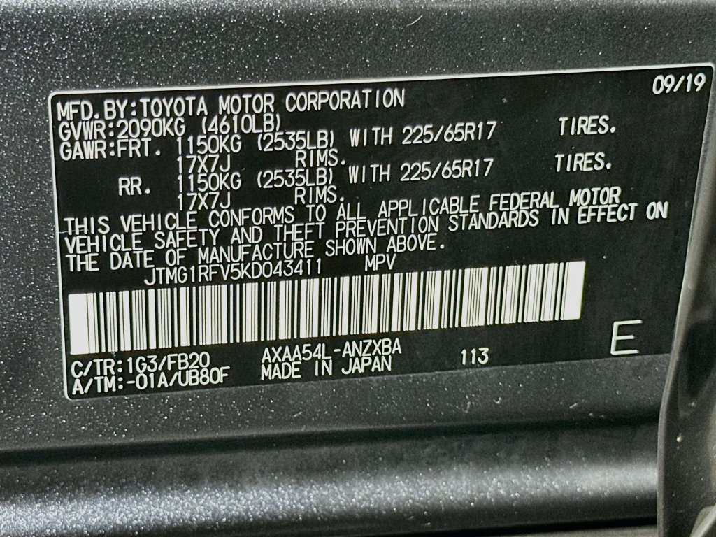 Used 2019 Toyota RAV4 LE w/ All Weather Liner Package AWD/4WD image 24