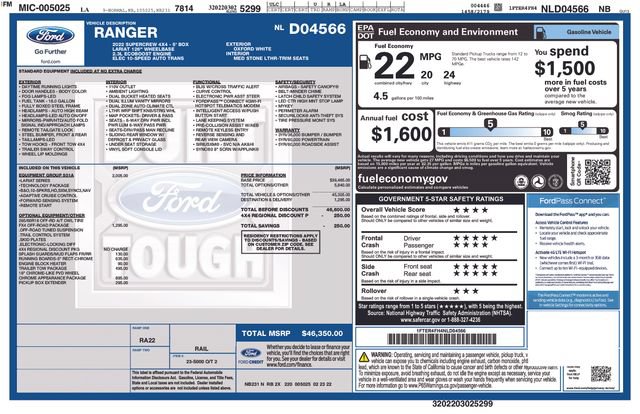 Certified 2022 Ford Ranger Lariat w/ Equipment Group 501A High AWD/4WD image 5