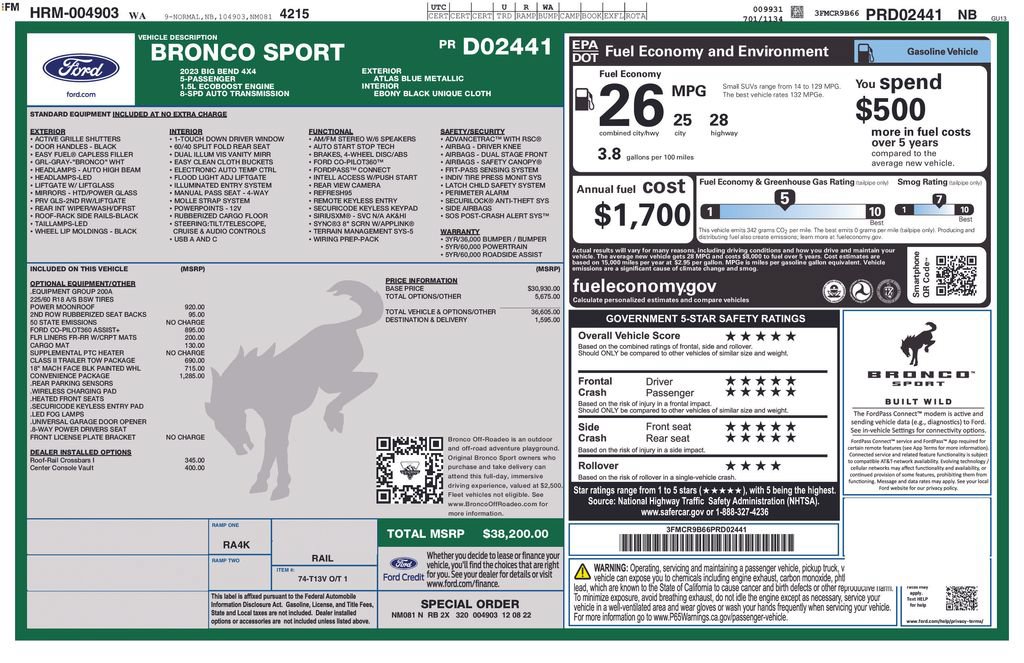 Certified 2023 Ford Bronco Sport Big Bend w/ Convenience Package AWD/4WD image 41