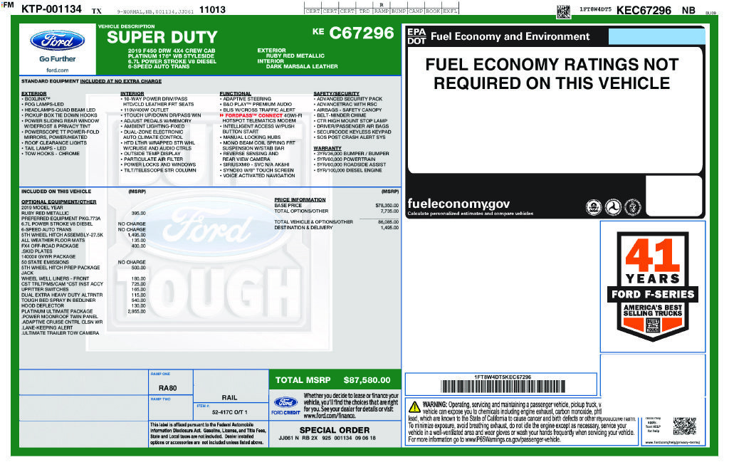 Certified 2019 Ford F450 Platinum w/ Platinum Ultimate Package AWD/4WD image 34