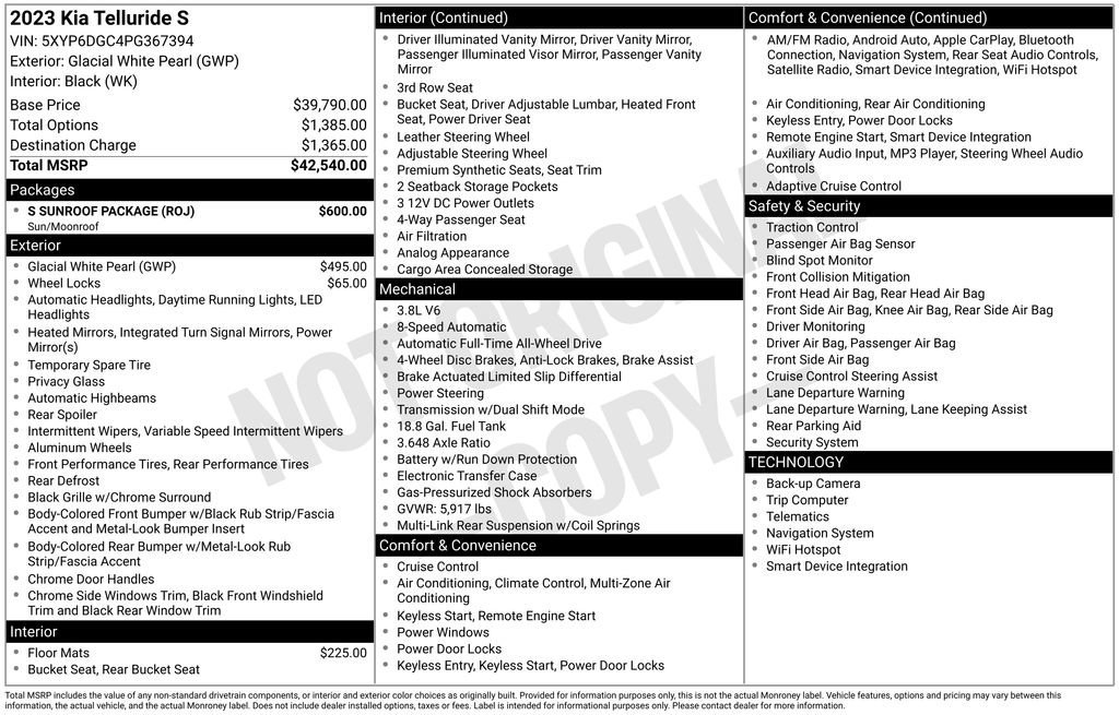 Used 2023 Kia Telluride S w/ S Sunroof Package image 41