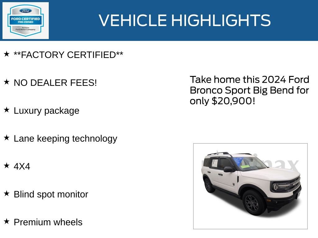 Certified 2024 Ford Bronco Sport Big Bend w/ Convenience Package image 13