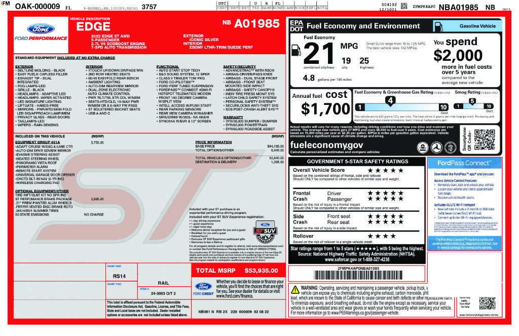 Certified 2022 Ford Edge ST w/ Equipment Group 401A AWD/4WD image 5