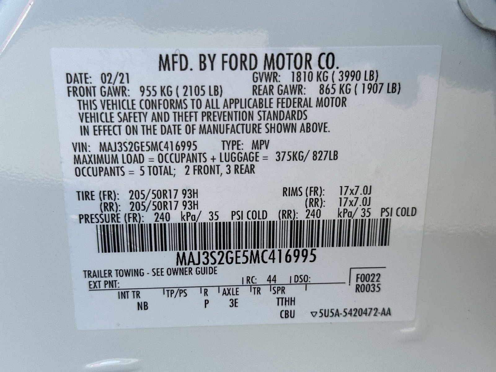 Certified 2021 Ford EcoSport SE w/ SE Appearance Package FWD image 37