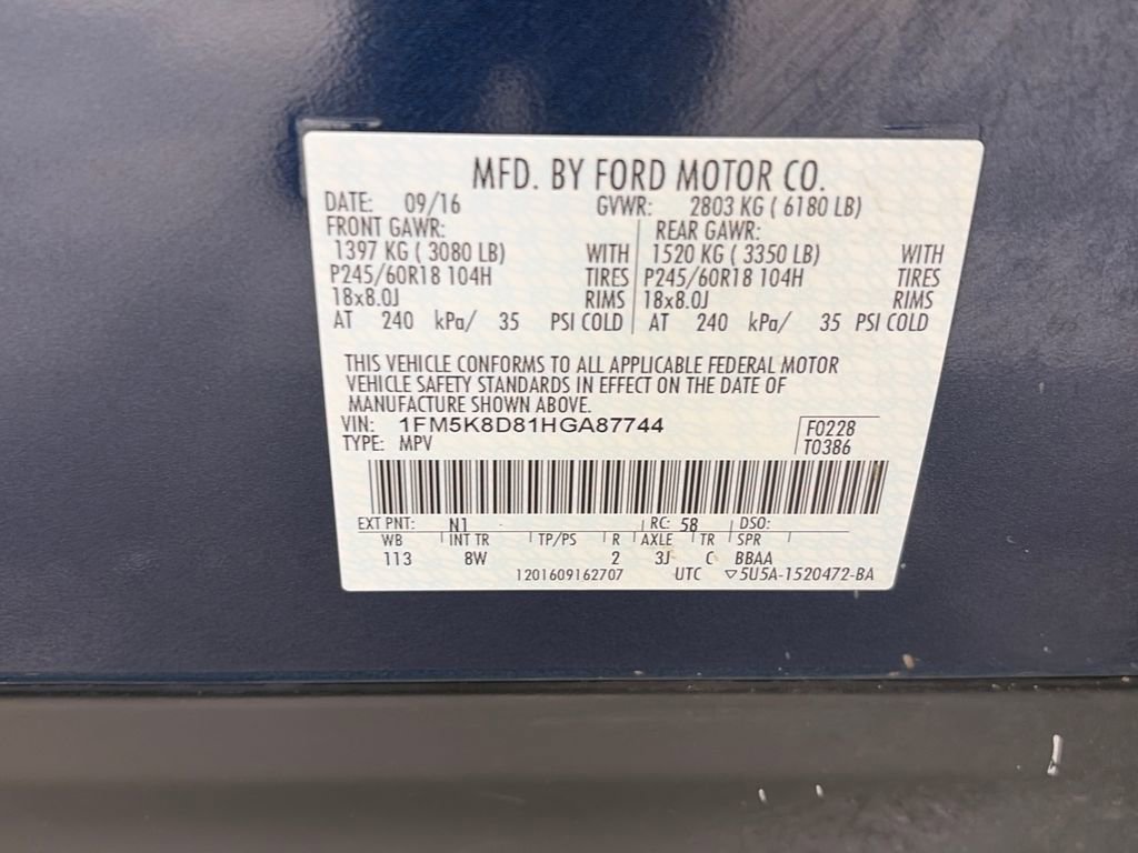Certified 2017 Ford Explorer XLT AWD/4WD image 9