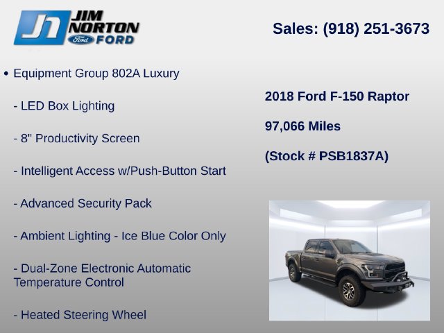 Certified 2018 Ford F150 Raptor w/ Equipment Group 802A Luxury AWD/4WD image 15