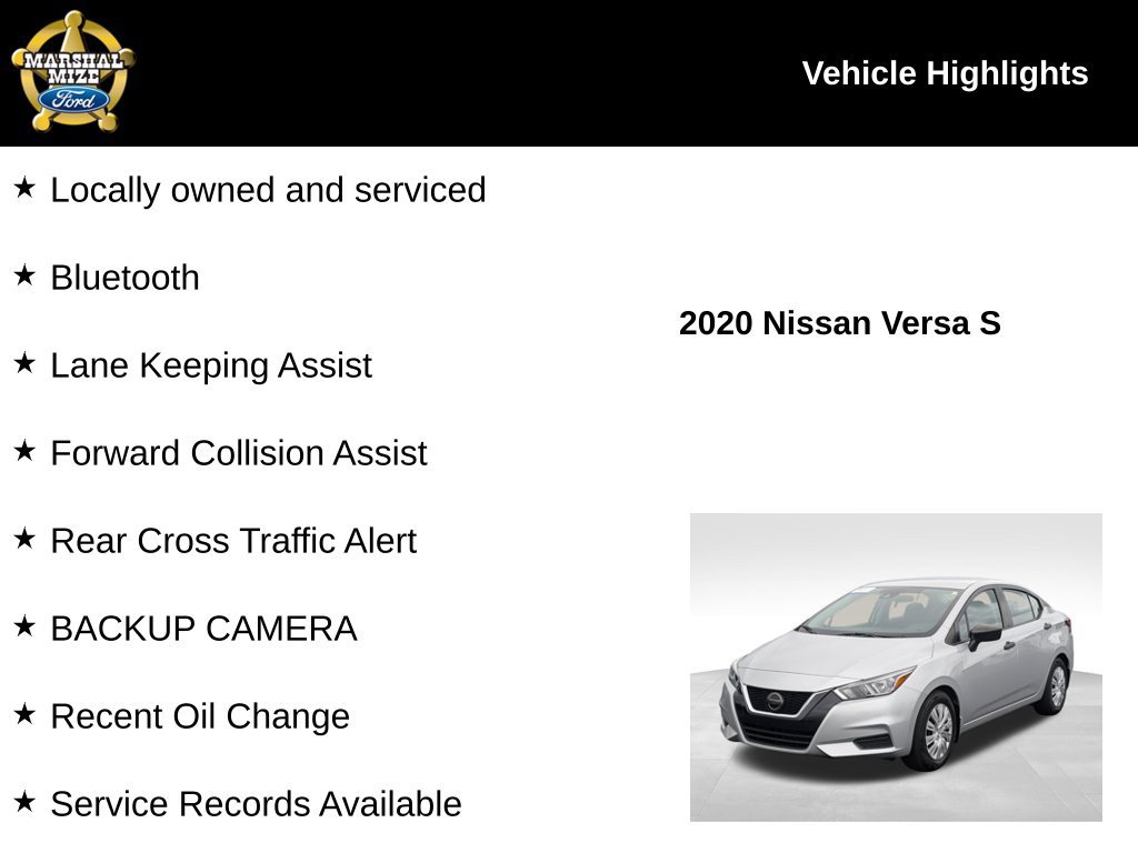 Used 2020 Nissan Versa S FWD image 2
