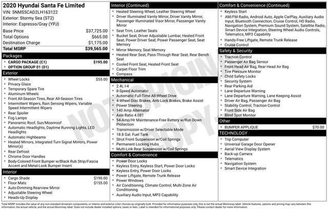 Used 2020 Hyundai Santa Fe Limited w/ Cargo Package AWD/4WD image 5