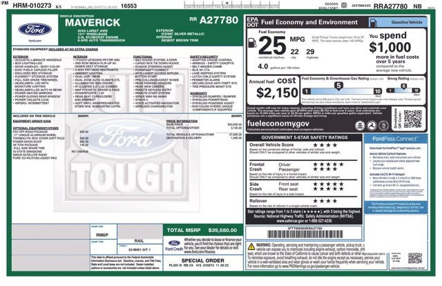 Certified 2024 Ford Maverick Lariat w/ FX4 Off-Road Package AWD/4WD image 2
