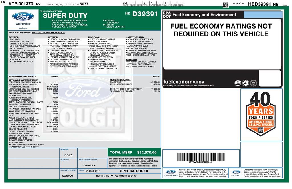 Certified 2017 Ford F350 Lariat w/ Lariat Ultimate Package AWD/4WD image 5