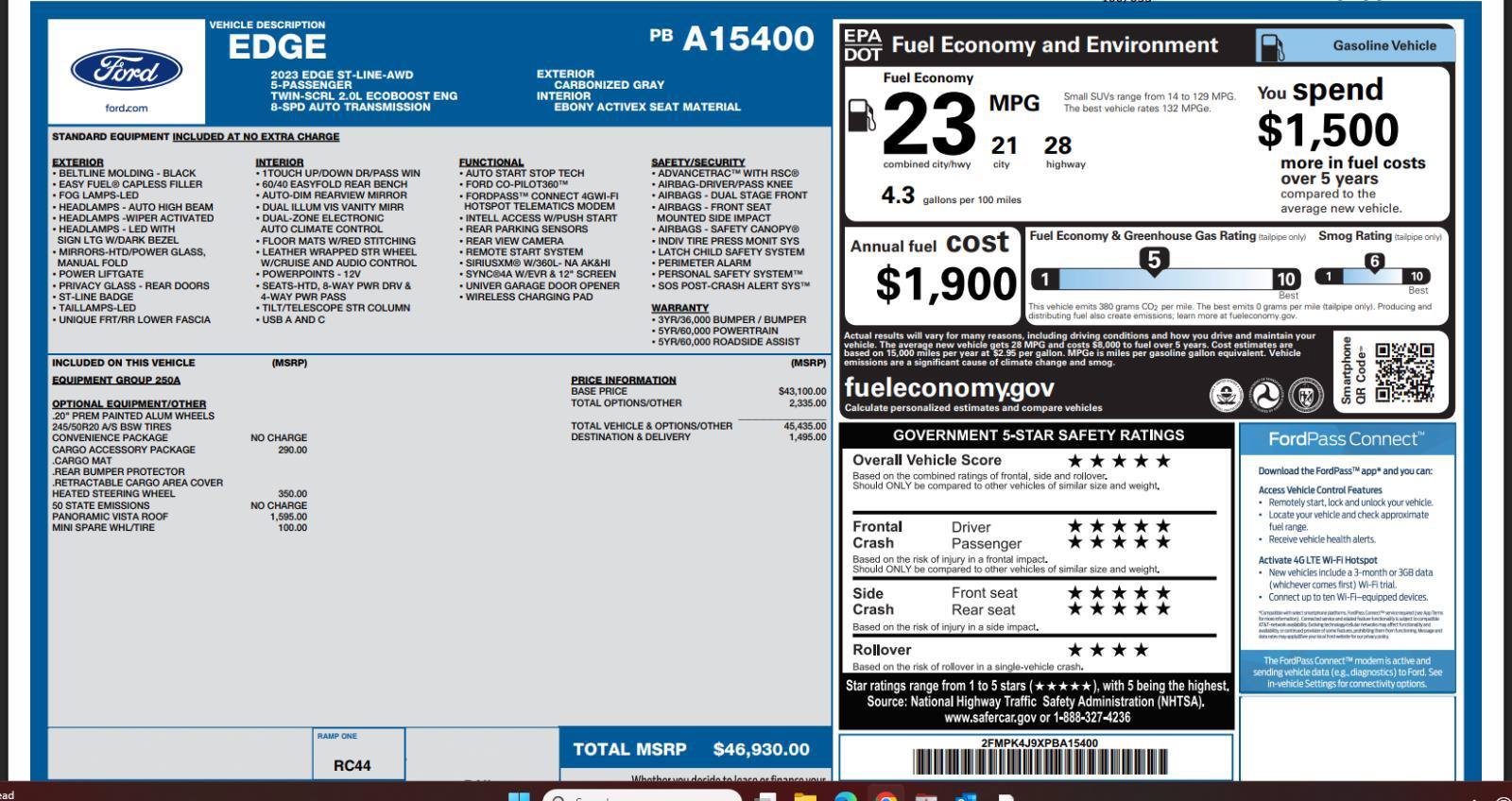 Certified 2023 Ford Edge ST-Line w/ Cargo Accessory Package AWD/4WD image 4
