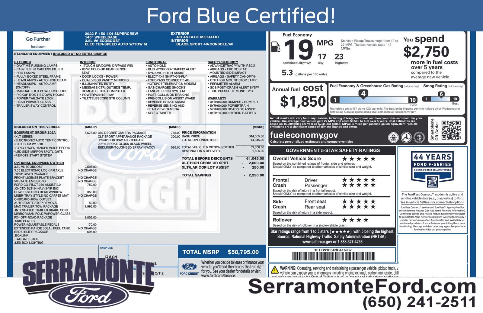 Certified 2022 Ford F150 XLT w/ Equipment Group 302A High AWD/4WD image 13