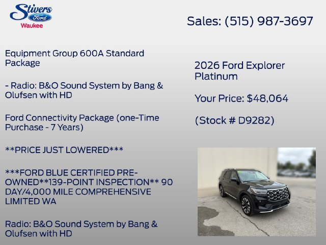 Certified 2026 Ford Explorer Platinum w/ LUX Leather Package AWD/4WD image 16