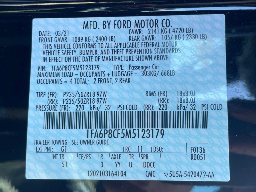 Certified 2021 Ford Mustang GT Premium w/ Equipment Group 401A RWD image 20