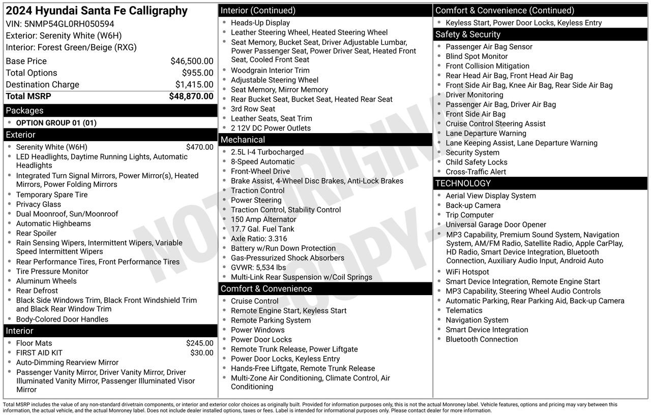 Used 2024 Hyundai Santa Fe Calligraphy FWD image 52
