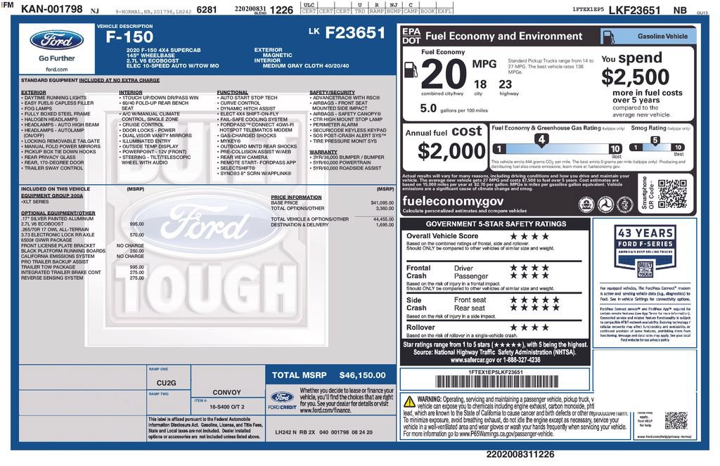 Certified 2020 Ford F150 XLT w/ Trailer Tow Package AWD/4WD image 32