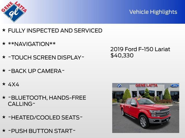 Certified 2019 Ford F150 Lariat w/ Equipment Group 502A Luxury image 35