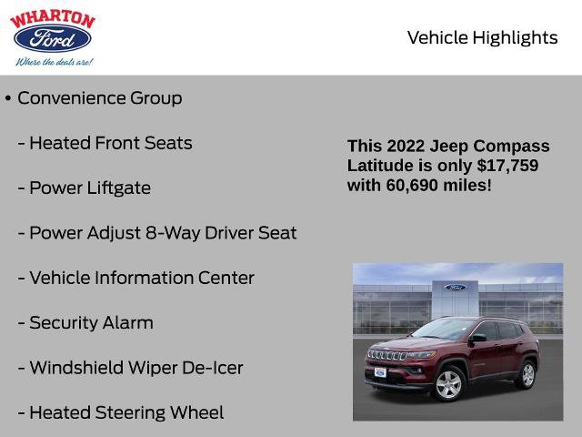 Used 2022 Jeep Compass Latitude w/ Convenience Group FWD image 10