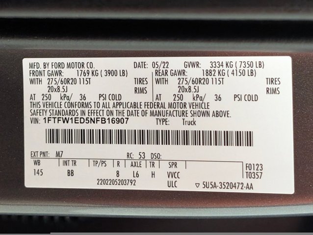Certified 2022 Ford F150 Platinum w/ Equipment Group 701A High AWD/4WD image 34