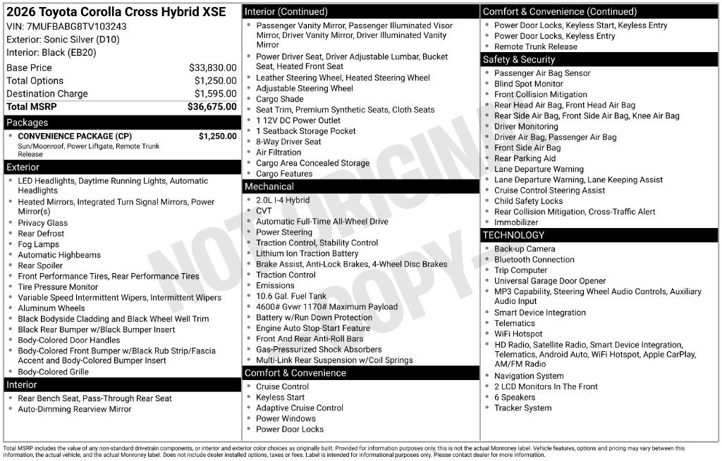 Used 2026 Toyota Corolla Cross AWD Hybrid w/ Convenience Package image 5