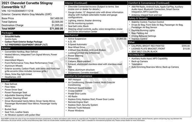 Used 2021 Chevrolet Corvette Stingray Convertible w/ 1LT image 6