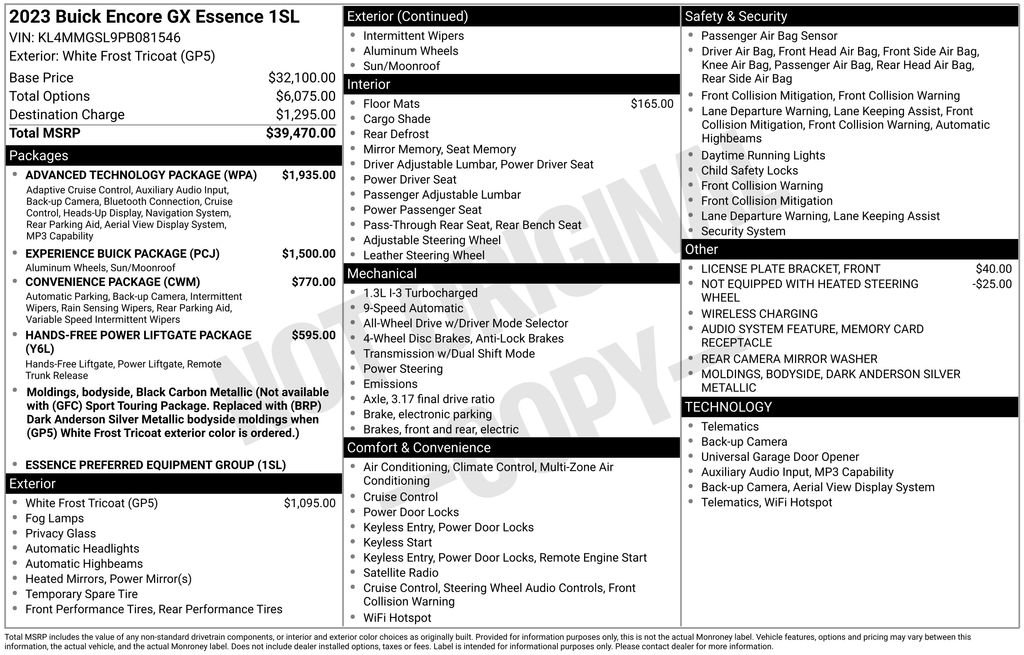 Used 2023 Buick Encore GX Essence w/ Advanced Technology Package AWD/4WD image 44