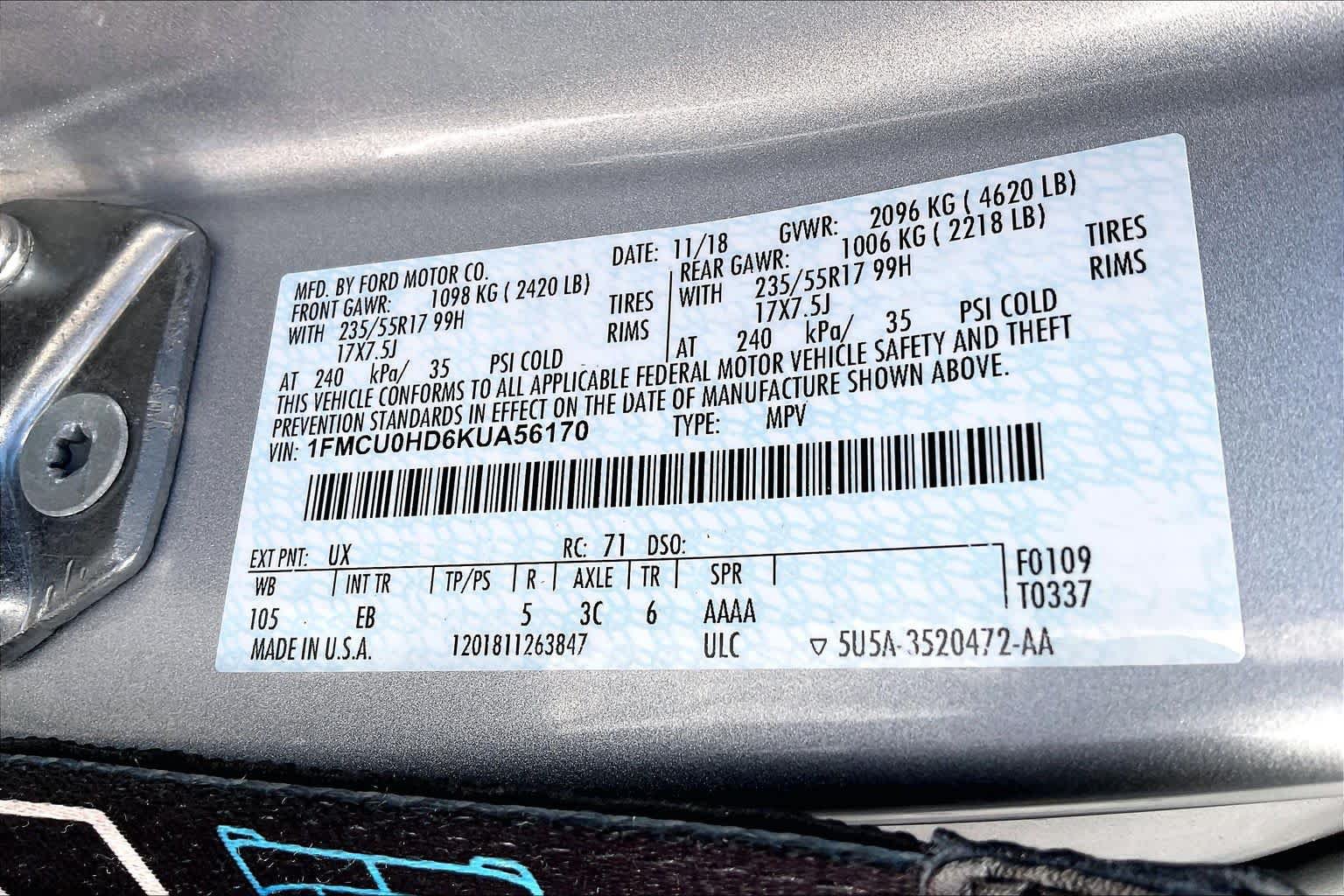 Certified 2019 Ford Escape SEL FWD image 33