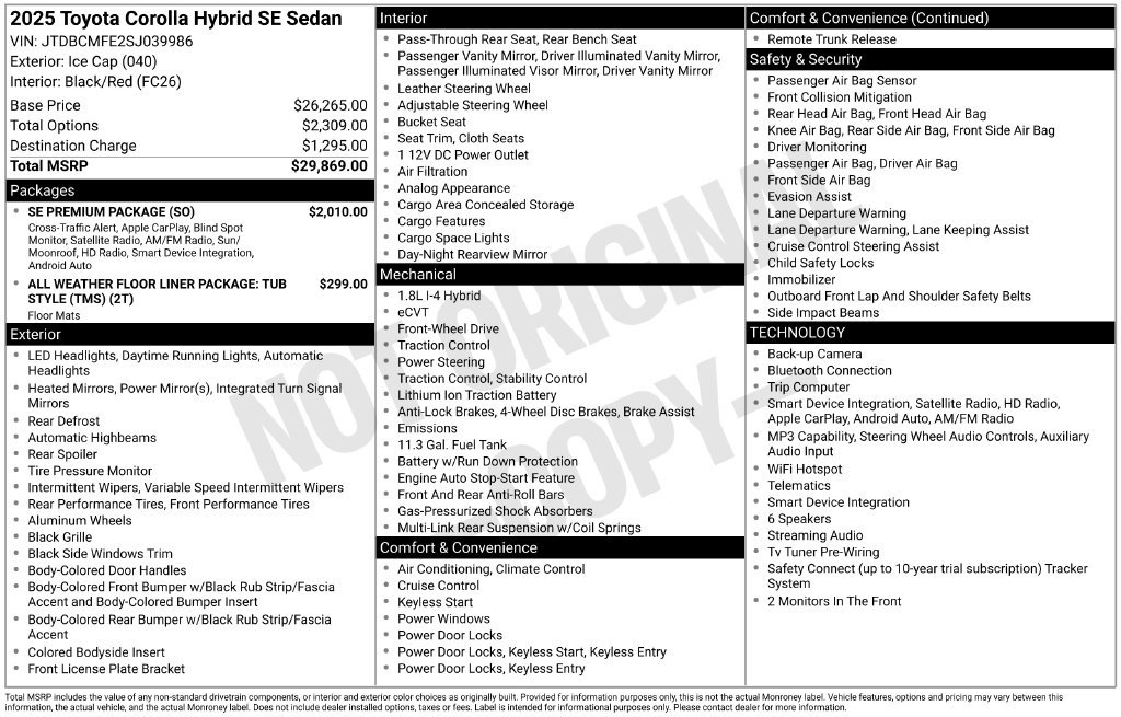 Used 2025 Toyota Corolla SE w/ SE Premium Package FWD image 2