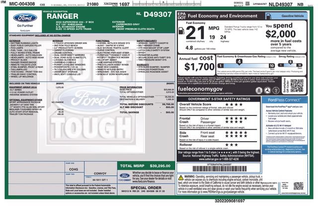 Certified 2022 Ford Ranger XLT w/ Equipment Group 301A Mid AWD/4WD image 37
