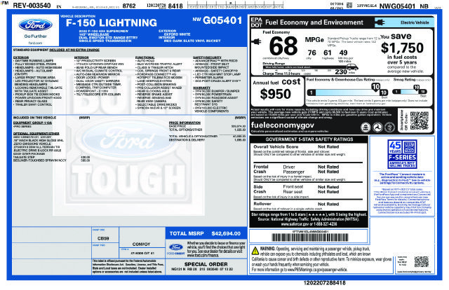 Certified 2022 Ford F150 Lightning Pro AWD/4WD image 5