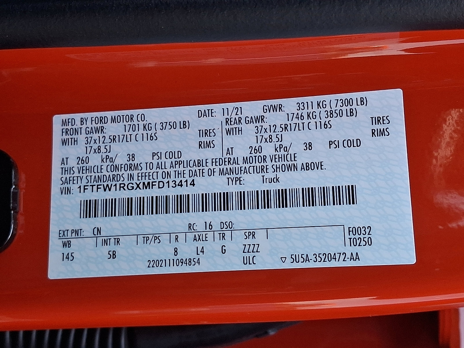 Certified 2021 Ford F150 Raptor w/ Raptor 37 Performance Package image 27