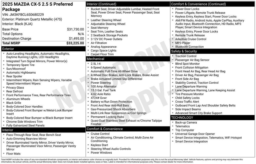 Used 2025 MAZDA CX-5 AWD 2.5 S w/ Preferred Package image 36