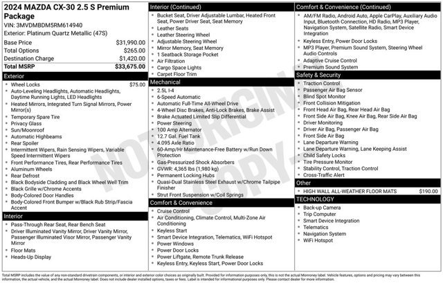 Used 2024 MAZDA CX-30 AWD 2.5 S w/ Premium Package image 2