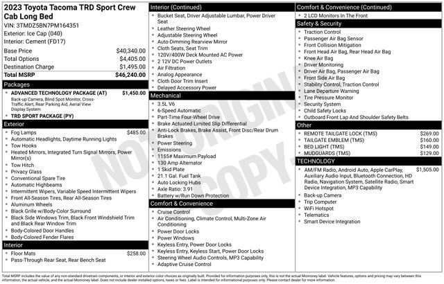 Used 2023 Toyota Tacoma TRD Sport w/ Advanced Technology Package AWD/4WD image 38