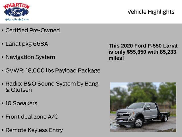 Certified 2020 Ford F550 4x4 Crew Cab Super Duty w/ Lariat Value Package image 6
