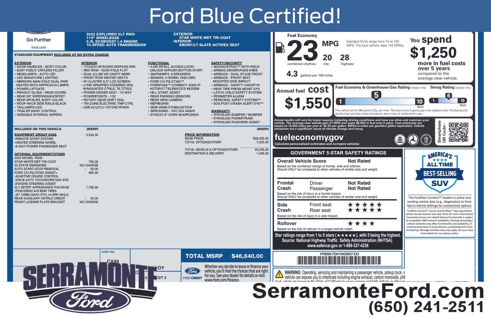 Certified 2022 Ford Explorer XLT w/ Equipment Group 202A RWD image 16