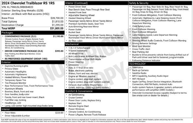 Used 2024 Chevrolet TrailBlazer RS w/ Convenience Package AWD/4WD image 33