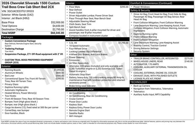 Used 2026 Chevrolet Silverado 1500 Custom Trail Boss AWD/4WD image 33