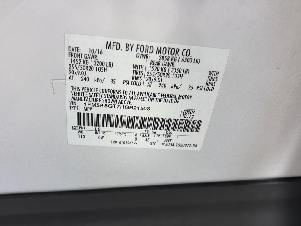 Certified 2017 Ford Explorer Sport w/ Equipment Group 401A AWD/4WD image 9