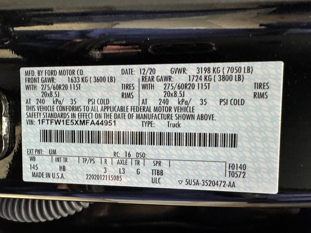 Certified 2021 Ford F150 Lariat w/ Equipment Group 502A High image 31