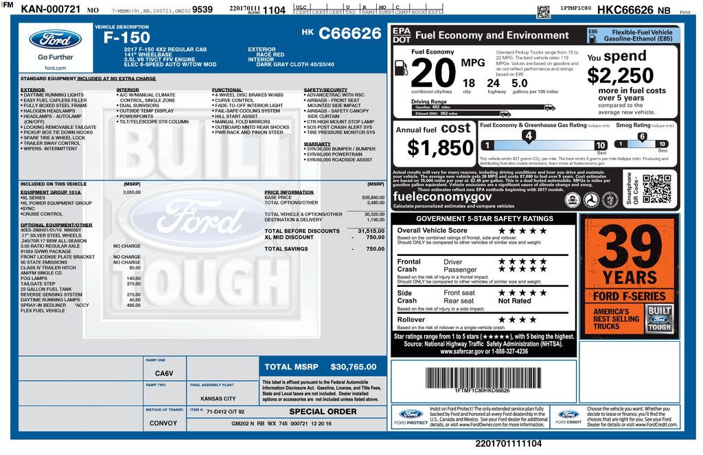 Certified 2017 Ford F150 XL w/ Equipment Group 101A Mid image 21