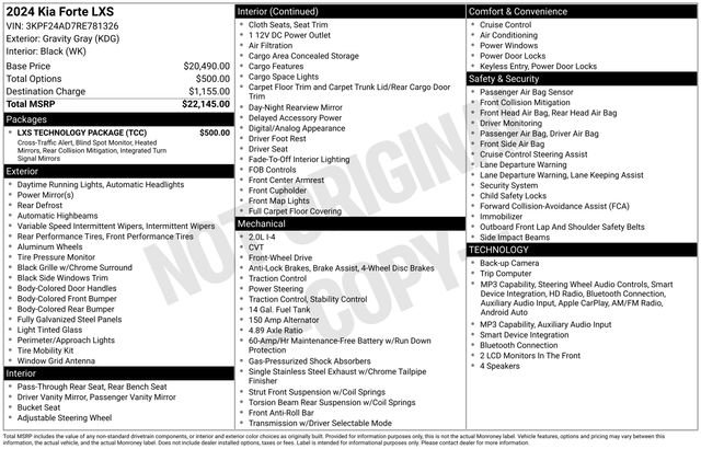 Used 2024 Kia Forte LXS w/ LXS Technology Package FWD image 33
