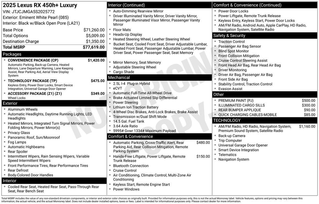 Used 2025 Lexus RX 450h AWD w/ Convenience Package image 3