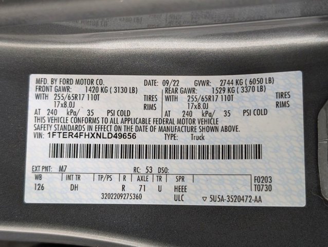 Certified 2022 Ford Ranger Lariat w/ Equipment Group 501A High image 11